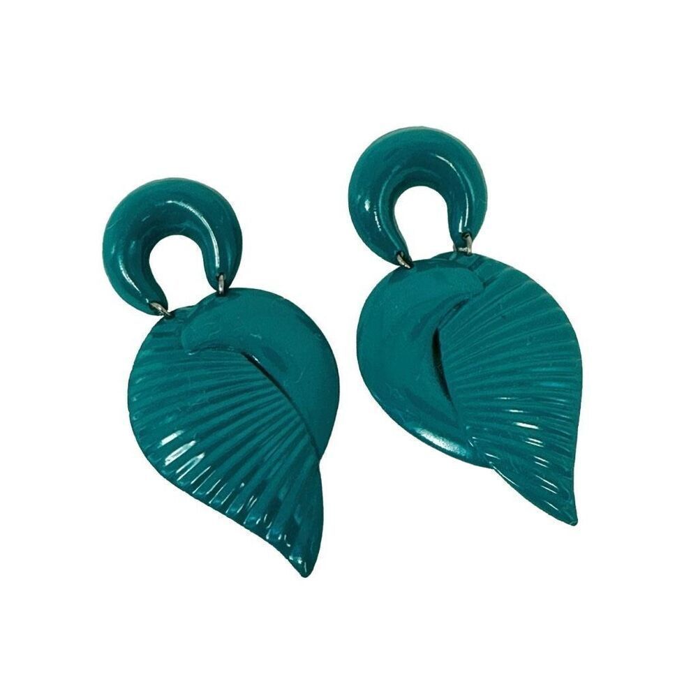 Green post drop earrings